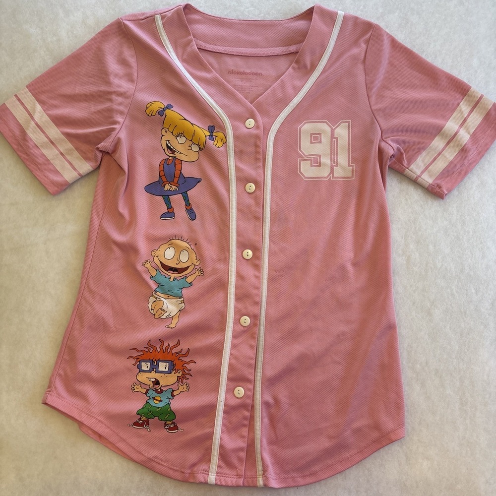 Nickelodeon Rugrats Graphic Baseball Pink‎ Jersey Junior Size XL